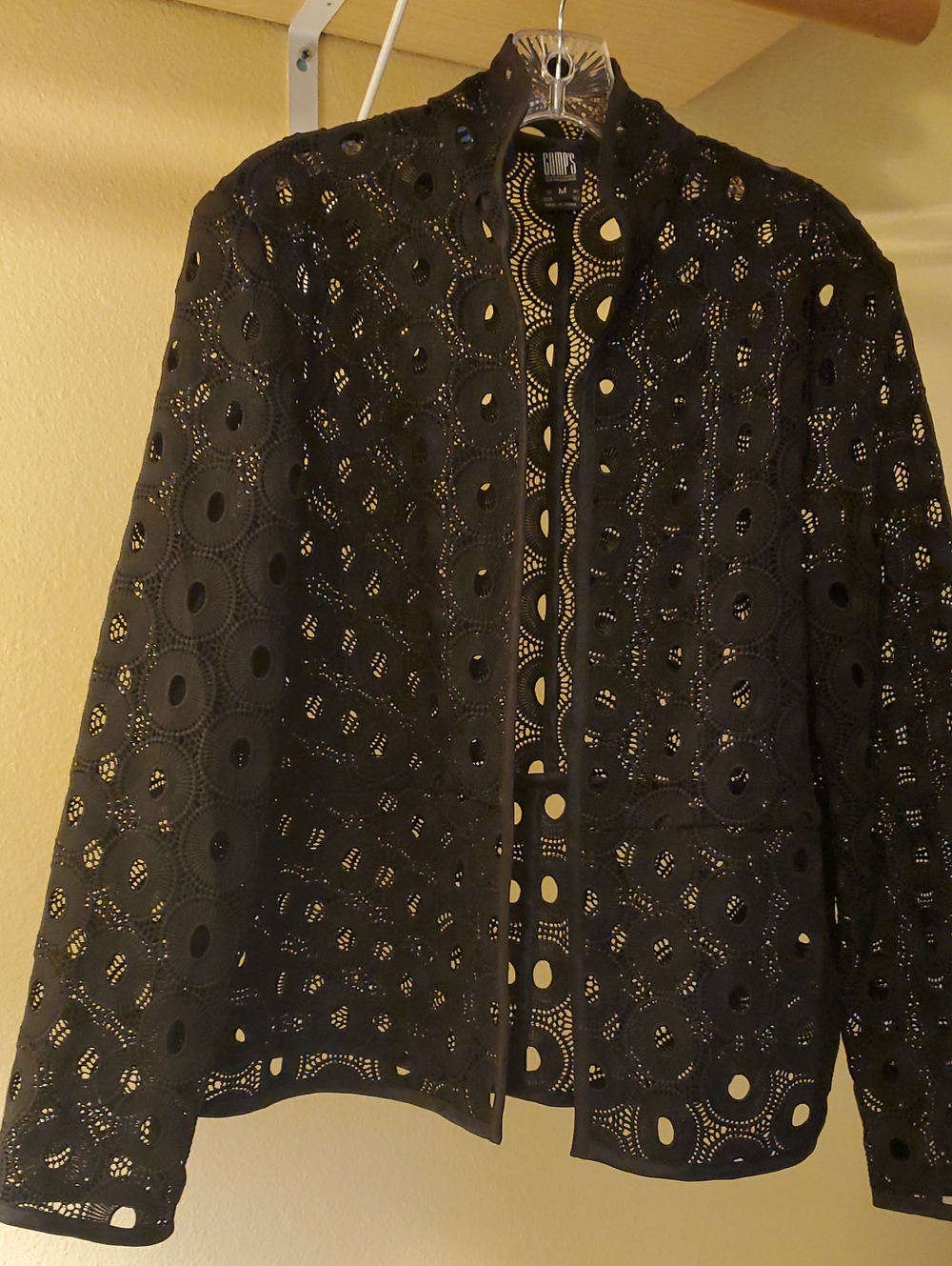 Gump's Black Eyelet Jacket Size Lrg